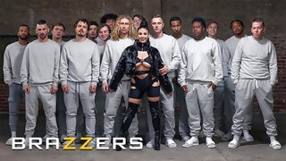 blonde Bombshell Angela White Satisfies, Devours All Of The Hungry Cocks In The Room - Brazzers blowjob cumshot